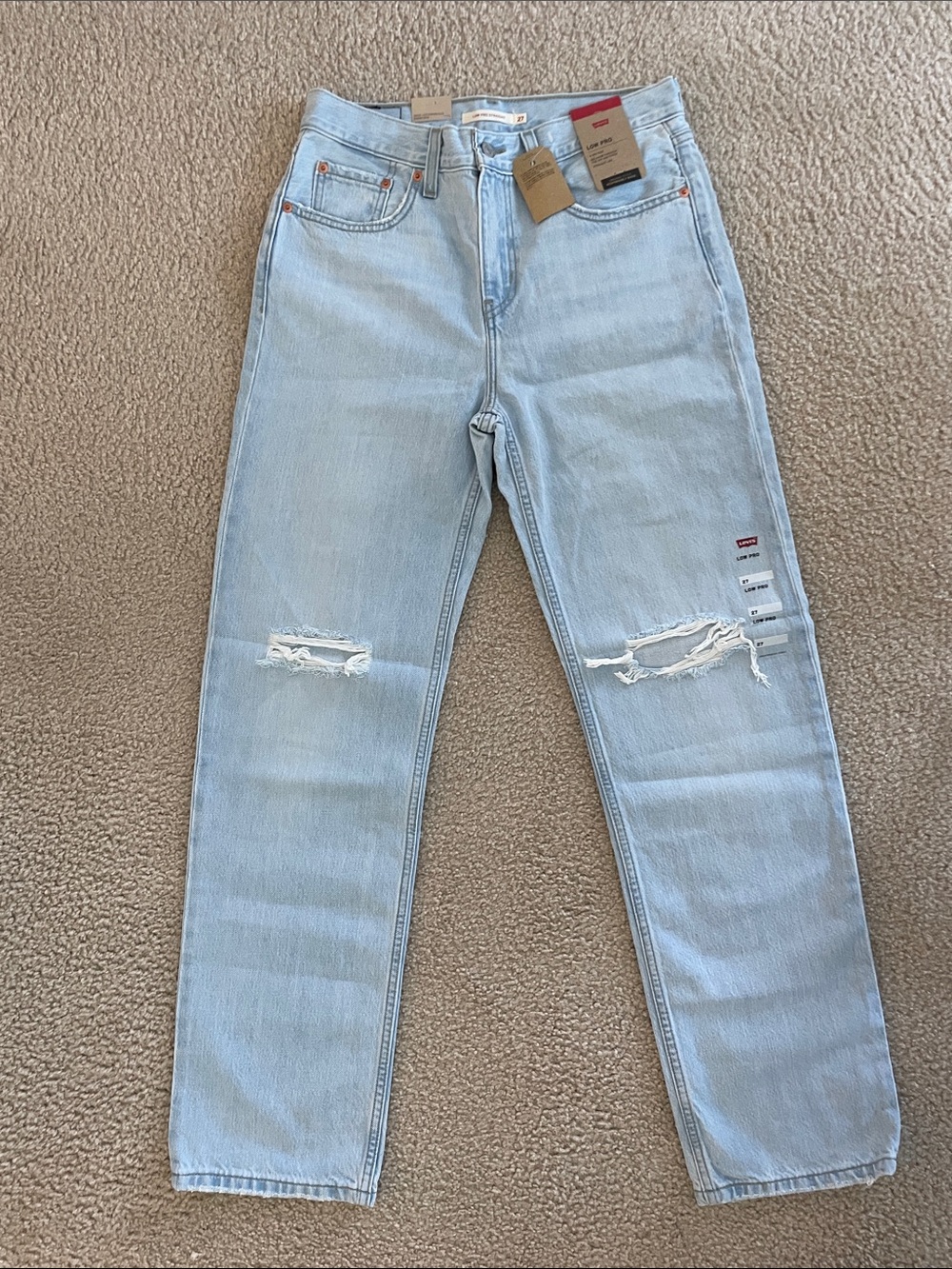 Levi's Light Wash Distressed Straight-Leg Jeans